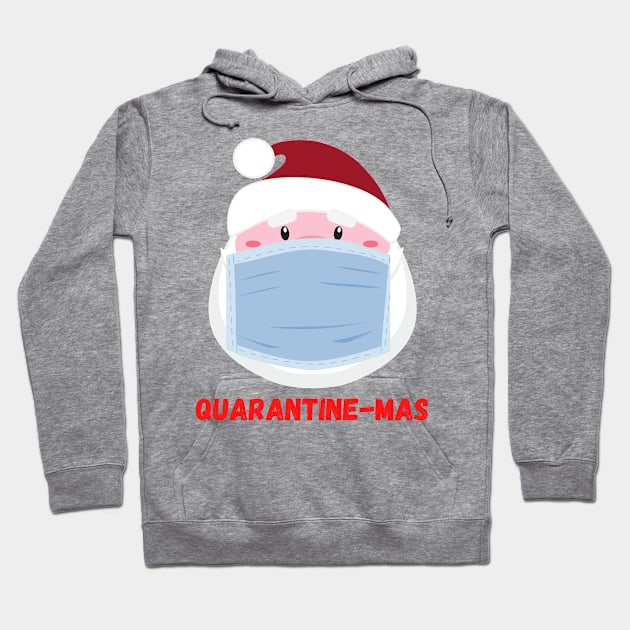 Quarantine-Mas Santa Claus Christmas in Quarantine Santa Clause Wearing a Mask and Social Distancing Hoodie by nathalieaynie